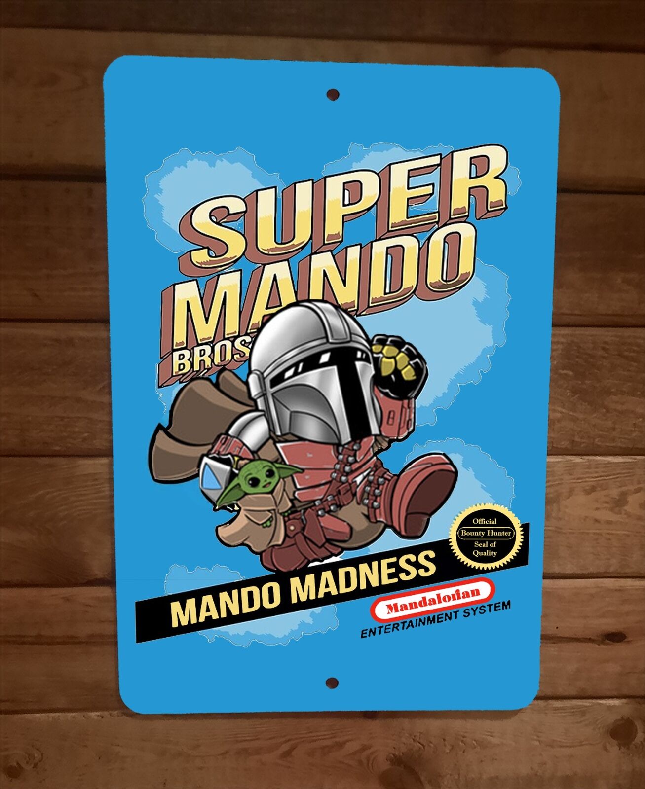 Super Mando Bros Mando Madness Mario Parody 8x12 Inch Metal Wall Sign