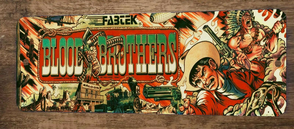 Blood Brothers Arcade Video Game 4x12 Metal Wall Sign Marquee Banner Poster