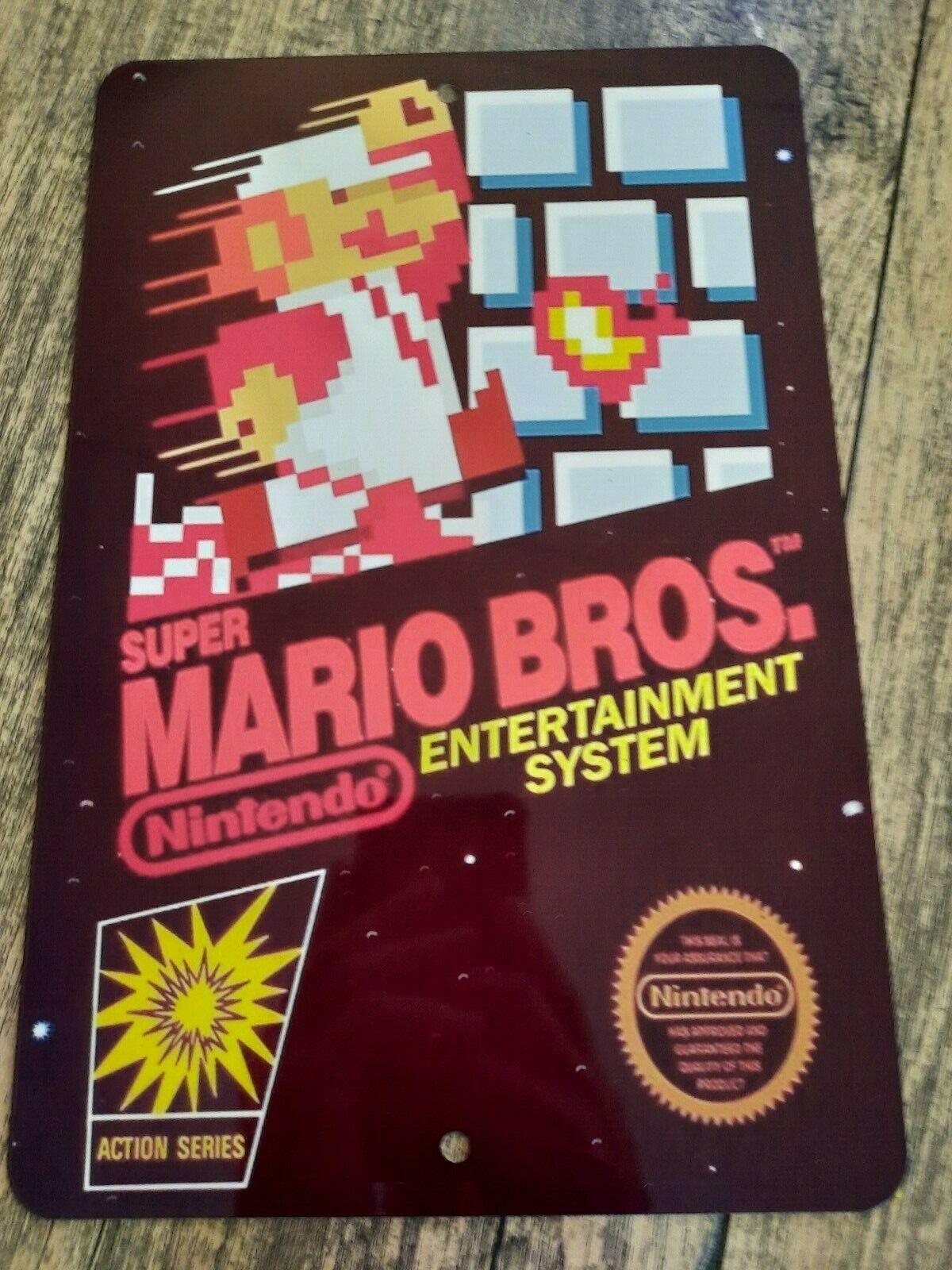 Super Mario Bros 8x12 Inch Metal Wall Sign Nintendo Retro 1980s Box Cover