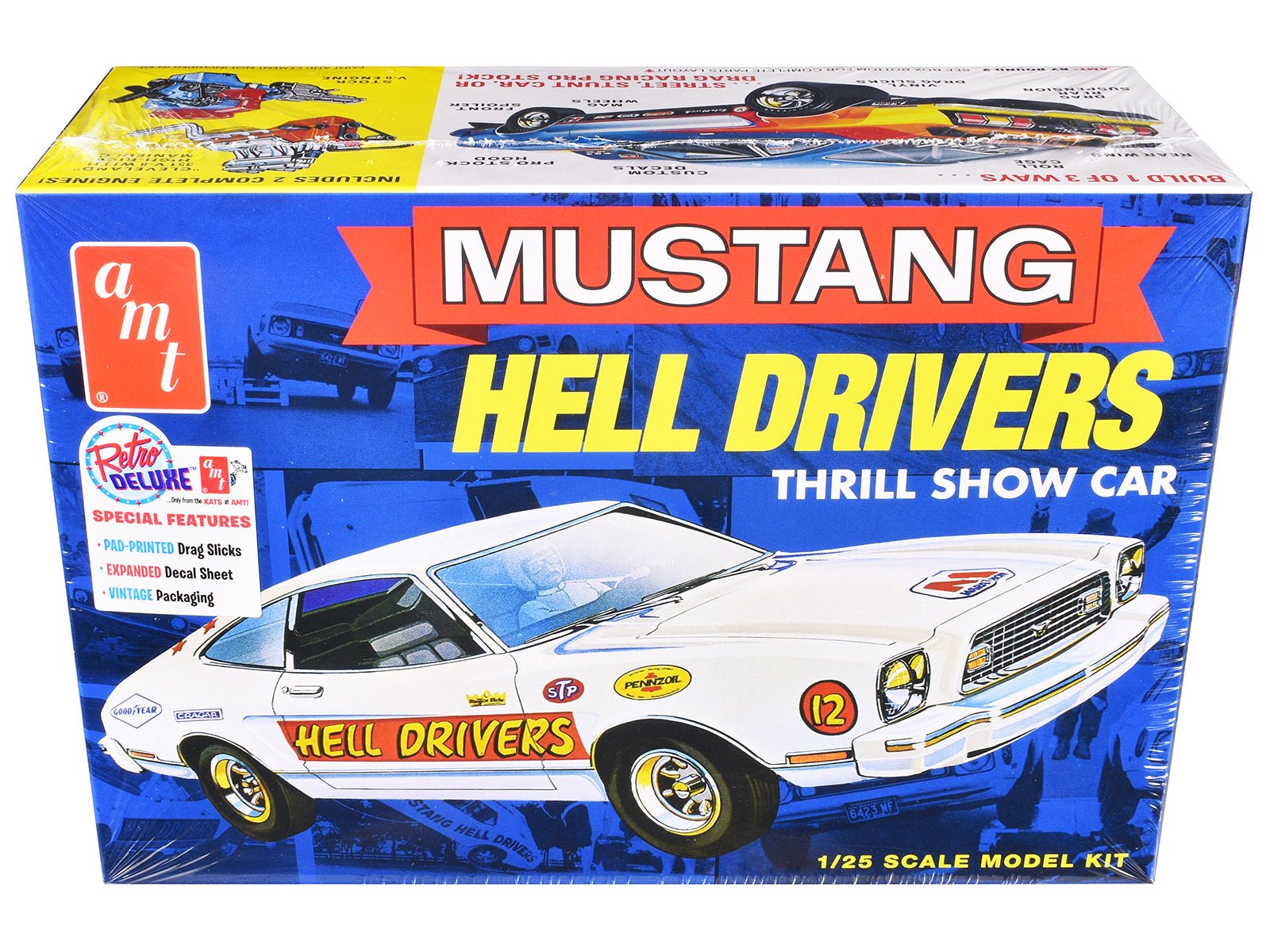 Skill 2 Model Kit 1977 Ford Mustang "Hell Drivers" Thrill Show Car 1/25 Scale Model by AMT  free shipping USA