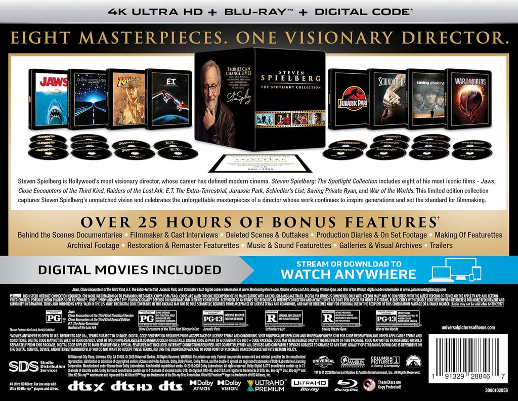 Spielberg 8-Film Steelbook Library Case Spotlight Collection (4K Ultra HD + Blu-ray + Digital)