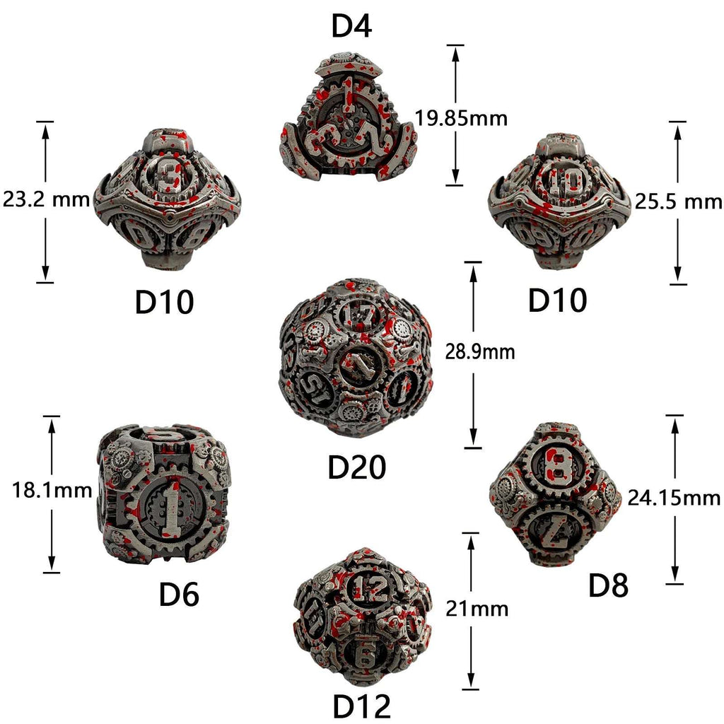 Steam Power - Blue Mechanical Gear Metal DND Dice Set