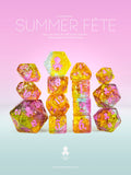Kraken Dice Summer Fête 14pc TTRPG Dice Set with Pink Ink
