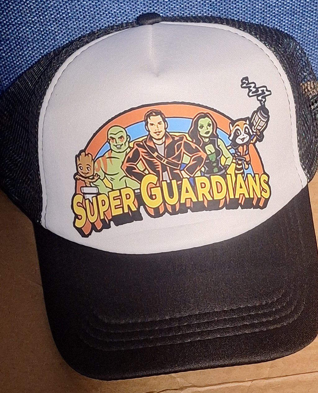 Adjustable Trucker Baseball Cap Featuring Super Guardians of the Galaxy Design
