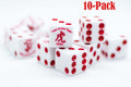 10-Pack Year of the Tiger Opaque White w/Red 16mm d6 Dice on the '1' side