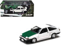 Toyota Sprinter Trueno (AE86) RHD (Right Hand Drive) "Keiichi Tsuchiya - Dori Dori Mesh Wheels" White with Green Carbon Hood 1/64 Diecast Model Car by Hobby Japan  free shipping USA