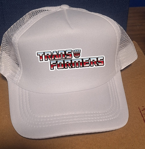 Adjustable Trucker Baseball Cap Featuring Retro 1980s Transformers Cartoon Logo