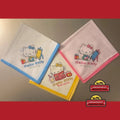 Vintage 1980s Hello Kitty Cotton Napkin Set 🎀 Pink Blue Yellow Sanrio NOS