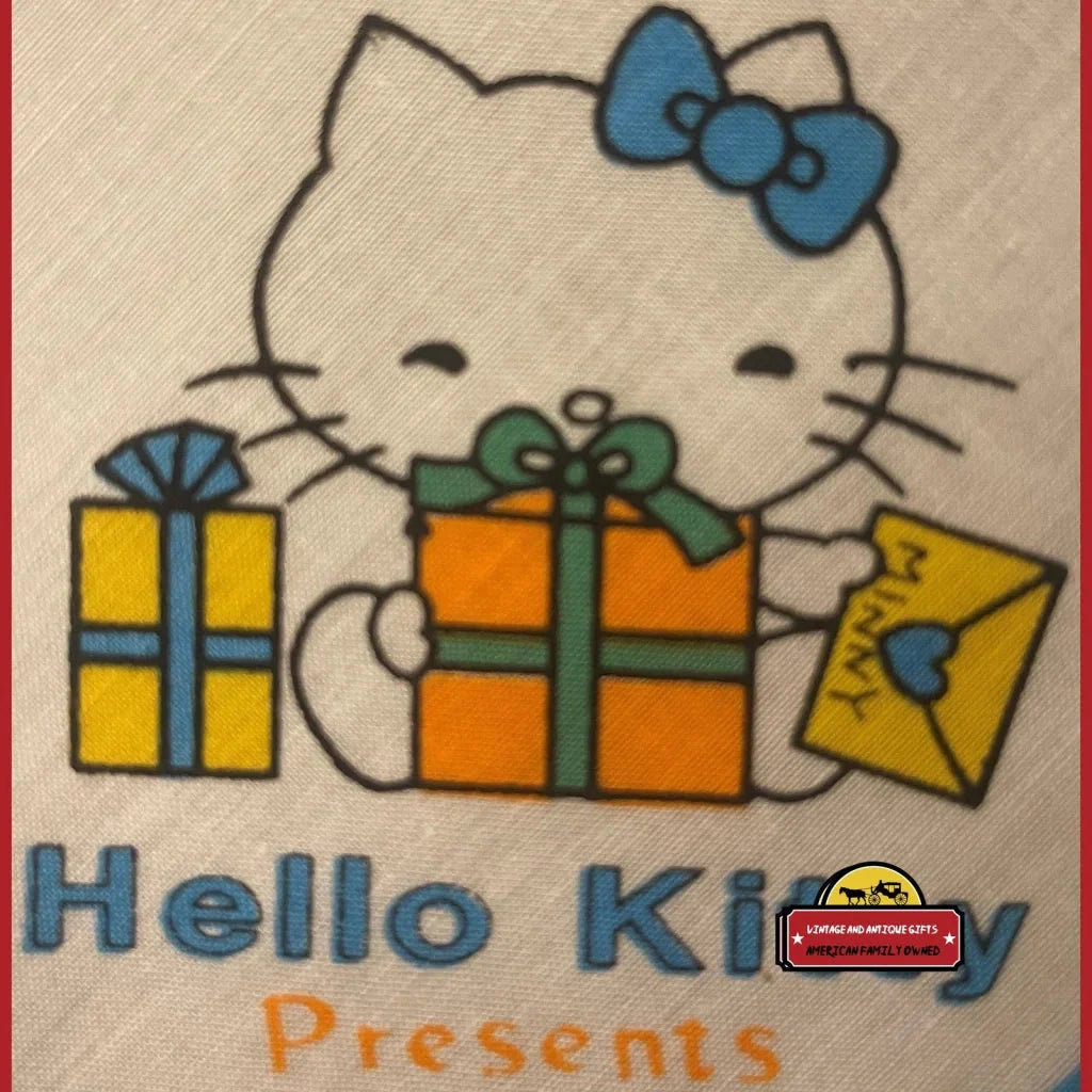 Vintage 1980s Hello Kitty Cotton Napkin Handkerchief 🎀 Blue - Sanrio Japan NOS