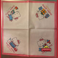 Vintage 1980s Hello Kitty Cotton Napkin Handkerchief 🎀 Pink - Sanrio Japan NOS