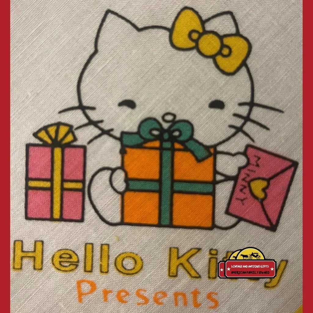 Vintage 1980s Hello Kitty Cotton Napkin Handkerchief 🎀 Yellow - Sanrio Japan NOS