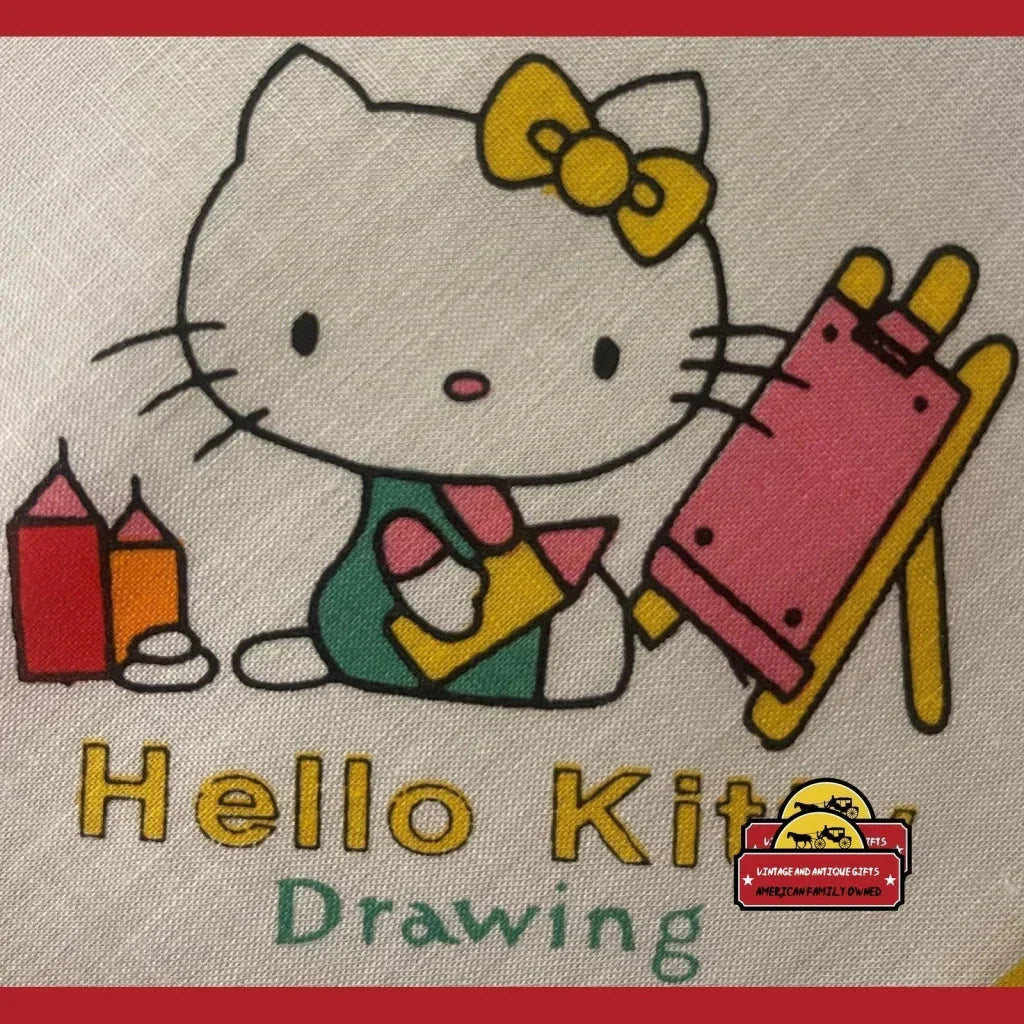 Vintage 1980s Hello Kitty Cotton Napkin Handkerchief 🎀 Yellow - Sanrio Japan NOS