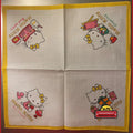 Vintage 1980s Hello Kitty Cotton Napkin Handkerchief 🎀 Yellow - Sanrio Japan NOS