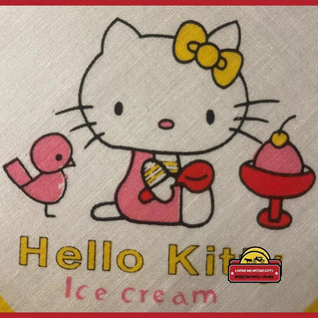 Vintage 1980s Hello Kitty Cotton Napkin Handkerchief 🎀 Yellow - Sanrio Japan NOS