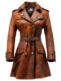 Vintage Leather Coat For Women