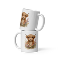 Highland Cow Floral Coffee Mug – 11oz Ceramic Farmhouse Style Cup